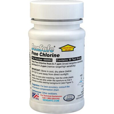 SenSafe Free Chlorine Test Strips 0-5 ppm (mg/l) is a simple, reliable and economical means to measure the concentration of free available chlorine in sanitising solutions.