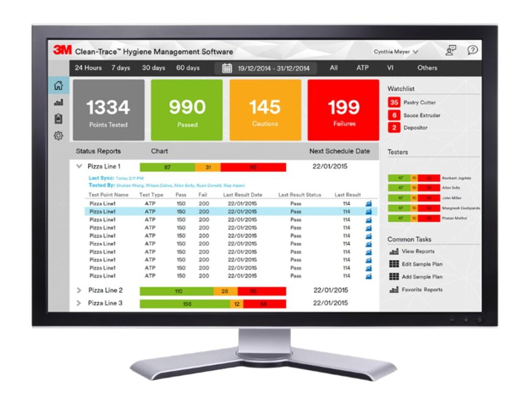 A view of the Clean-Trace Hygiene Management Software. Keep all you hygiene data in one place. 